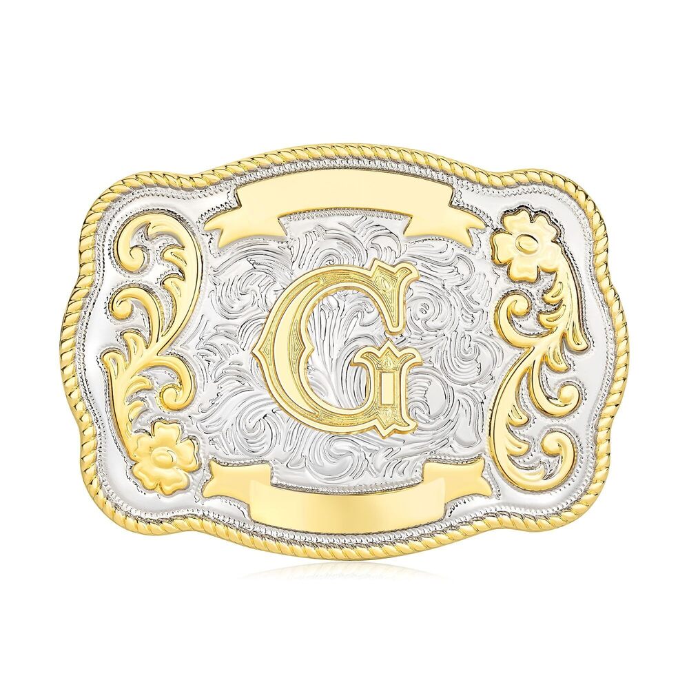 8423 Vintage Belt Buckle Western Cowboy Rodeo Initial Letter ABCDMRJ to Z